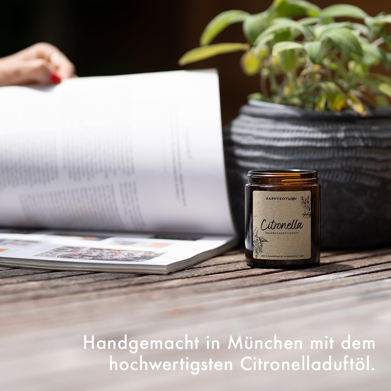 Citronella Kerze aus Sojawachs - 200 Std. Brenndauer, 2 Stk Duftkerzen-Set für Camping, Garten-Kerze, Outdoor/Indoor, im Freien - natürliches Citronellaöl, Zitronella, Lemongrass