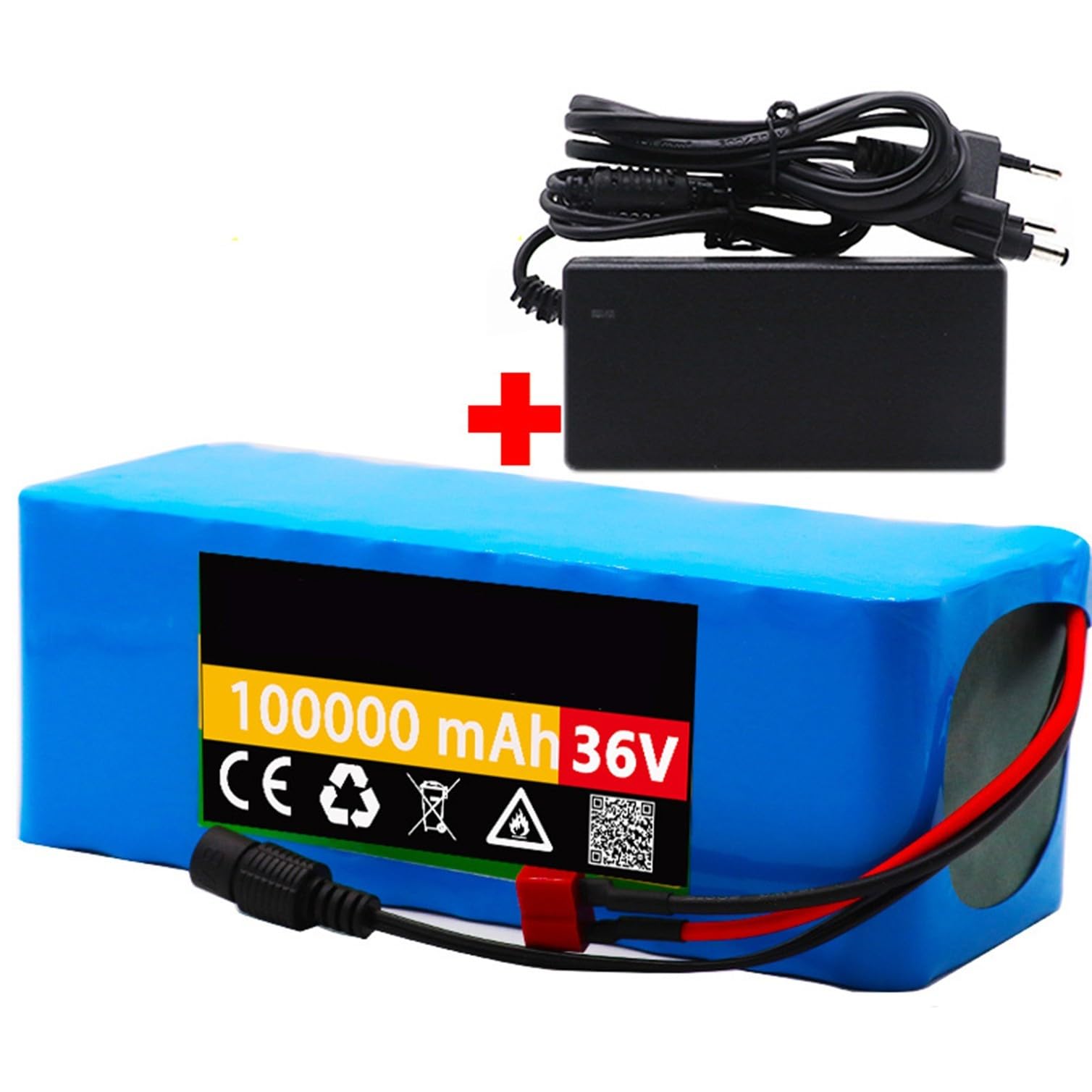 E-Bike Akku 36V 100Ah Elektrofahrra Lithium Batterie 36V 100AH wasserdichter PVC-Akku mit 42V Ladegerät eingebauter BMS für 36V 1000W~200W Motoren XT60/T