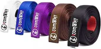 KOMBAT USA Adults Brazilian Jiu Jitsu Belts for Men & Women, Premium IBJJF Approved BJJ Belts Ranking Stripes Sleeve Bar
