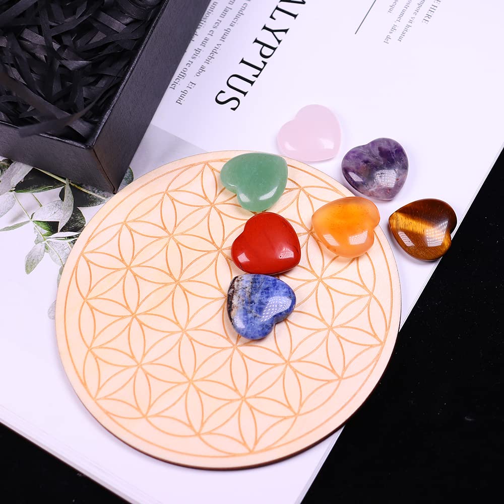 Raumdekoration Natürliches Kristall-Love Crafts-Edelstein-Therapiestein-Pendel mit Lebensblumenbrett for Geschenke