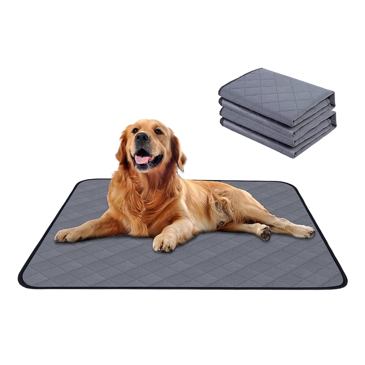 Washable Pee Pads for Dogs, 2 Pack Non-Slip & Waterproof Pack Whelping Pad, Reusable Washable Puppy Potty Training Pad with Fast Absorbent (90*75CM)
