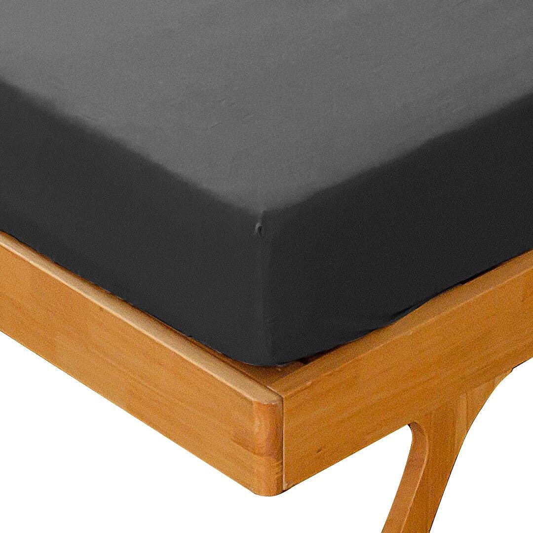 KONO Bedding Fitted Sheet - Brushed Microfibre Fitted Sheet - 30 cm Deep Pocket (Black, 140 x 200 cm) BS-3 140 BK - Image 2