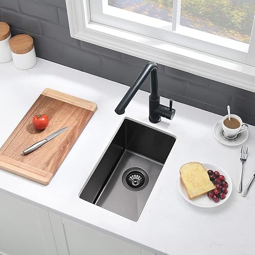 Vista 84 de Fregadero de barra de 21 pulgadas Undermount-VASOYO - Fregadero de cocina de montaje inferior de 21 x 17 pulgadas, estación de trabajo, barra