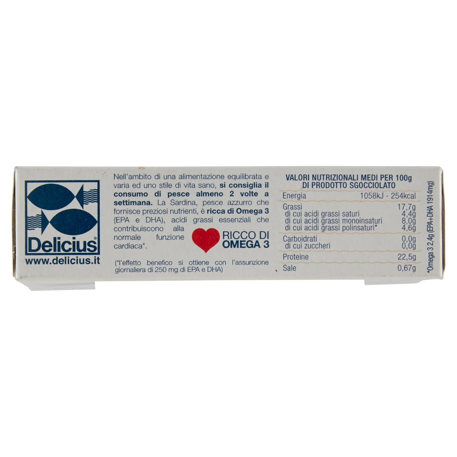 Delicius Scatola di Filetti di Sardina in olio di oliva, 120G (10 pezzi)