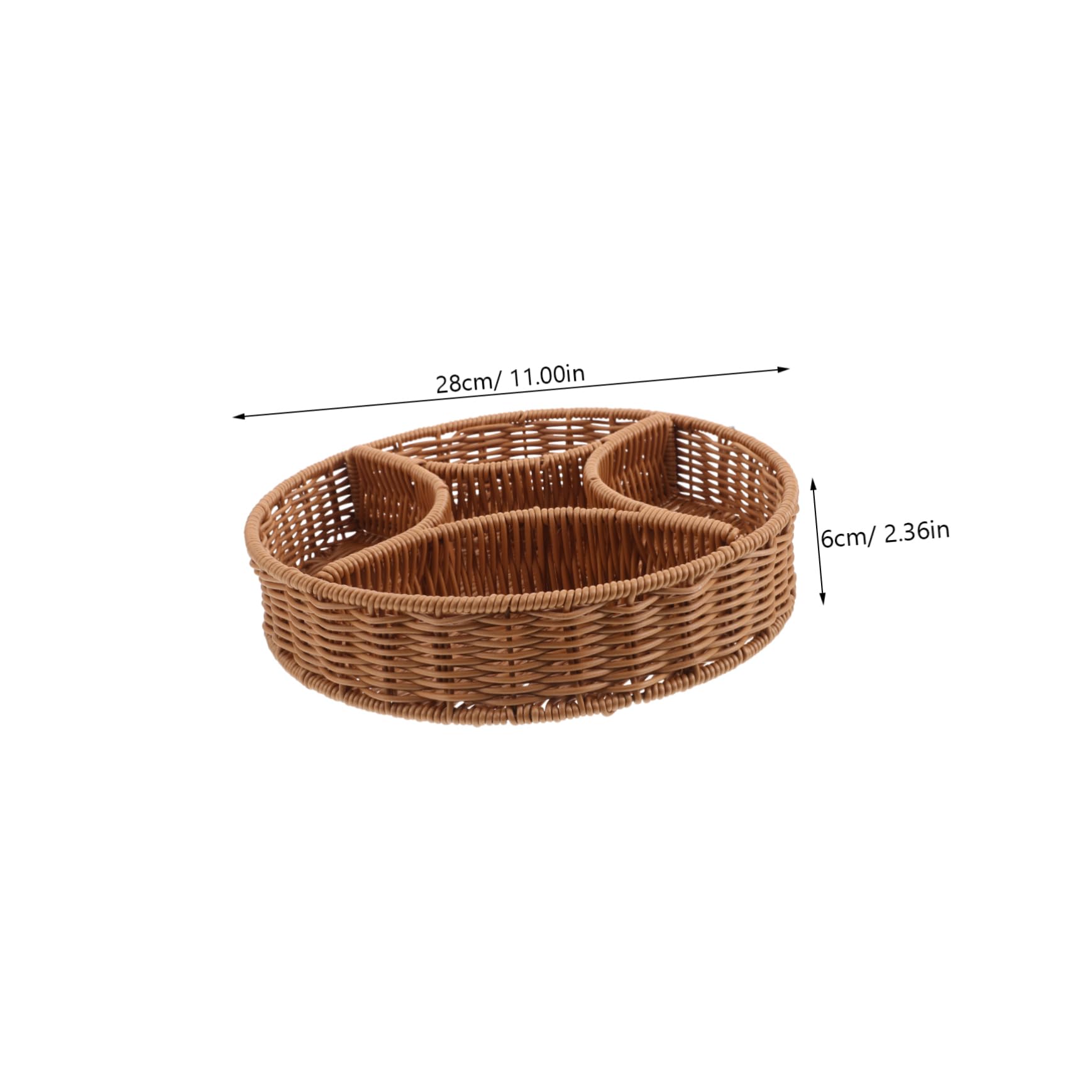 Beavorty Woven Snack Tray Basket with Divider for Kitchen Imitation Rattan Storage for Fruits Candy Bread Jewelry Portable and Stylish Organizer for Home Use
