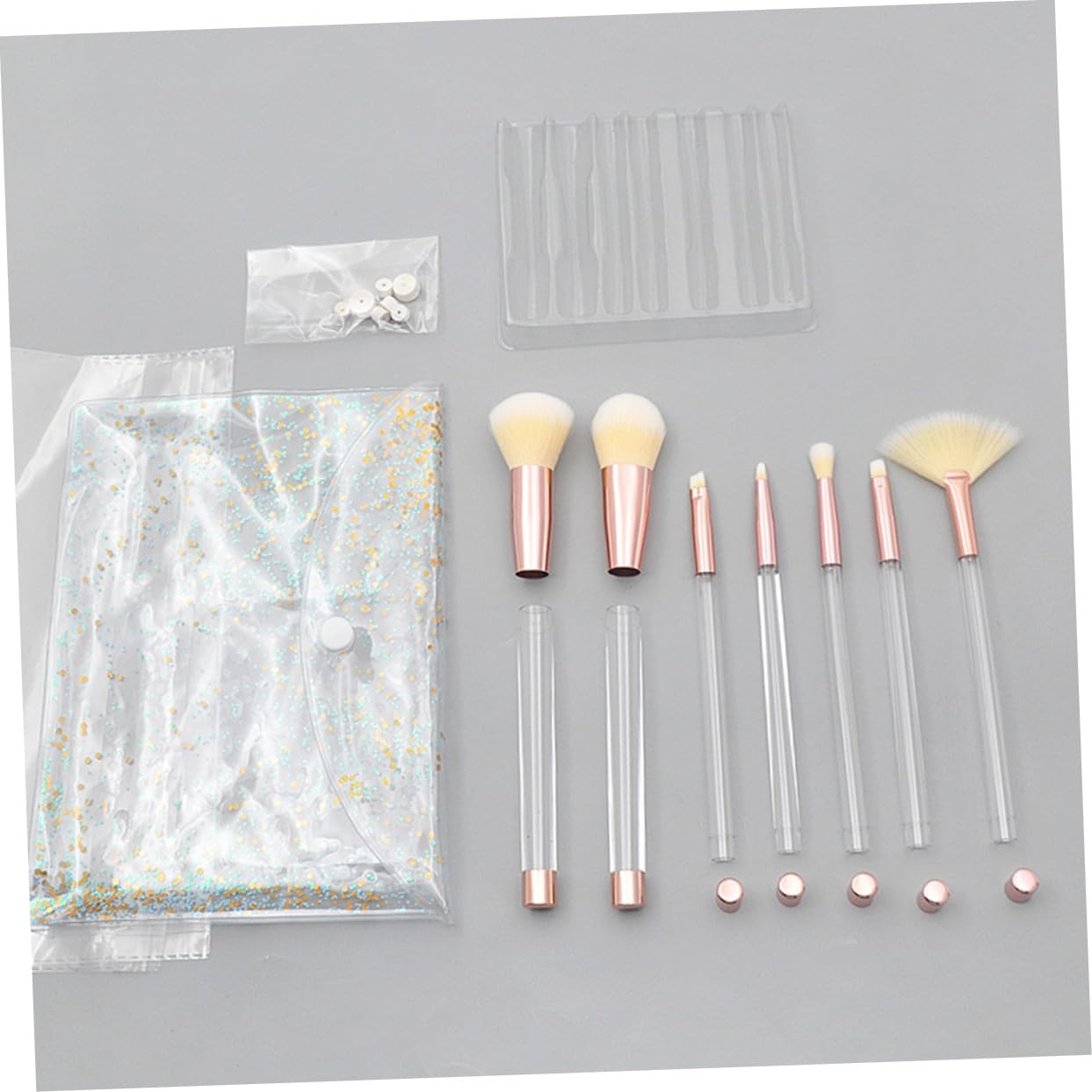 Ipetboom 21pezzi Pennelli Per Trucco Trasparente Cristallo Con Manico Vuoto Per Strumenti Cosmetici Versatili Per Trucco Professionale e Quotidiano Di Alta Qualità e Manico Ergonomico
