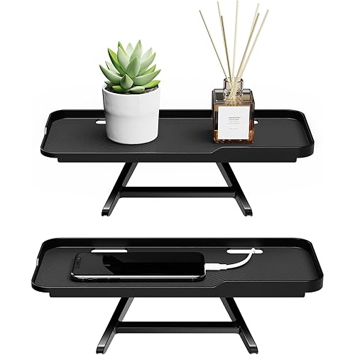 2 Pcs TV Top Shelf- Adjustable Monitor Screen Shelf, TV Top Storage Bracket Computer Screen Shelf for Soundbar, Media Boxes, Game Console, Router and Home,11.8 x 4.9in