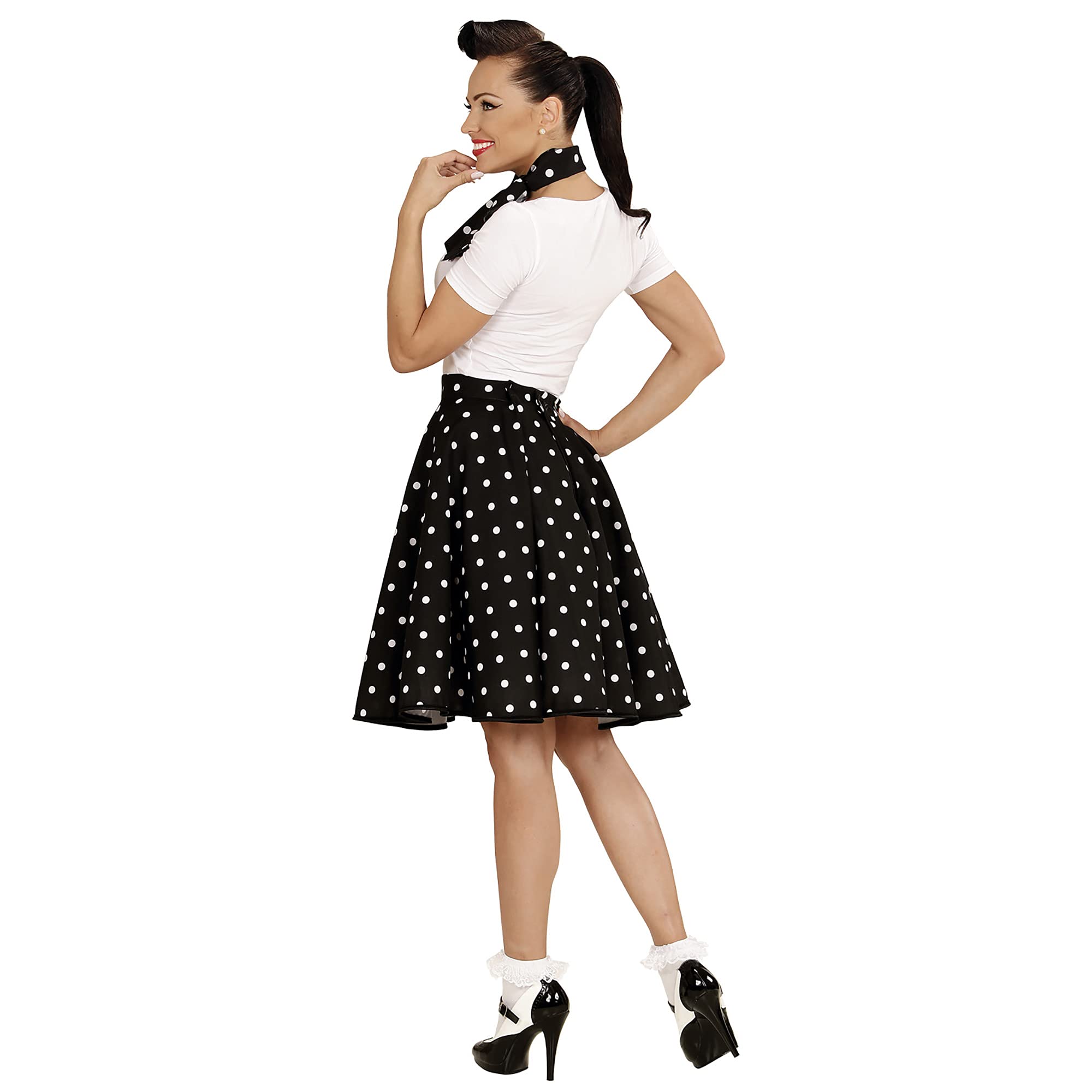 W WIDMANN MILANO Party Fashion - Costume anni '50, gonna e sciarpa a pois, rockabilly, rock'n'roll, carnevale