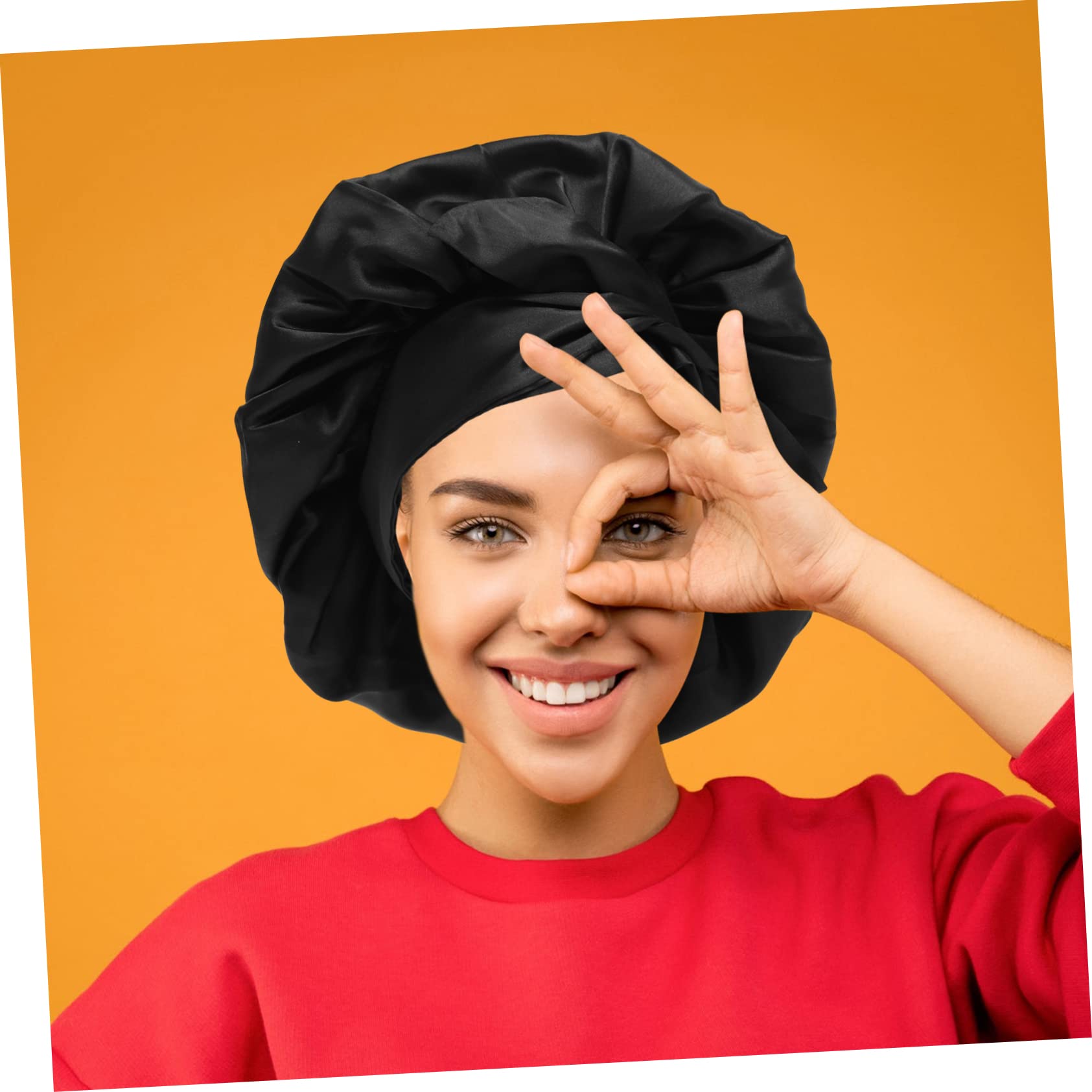 minkissy 3piezas Gorro De Para Mujeres Con Lazo Capucha Grande De Satén Gorro De Baño Elástico y Reutilizable Para Spa y Sueño