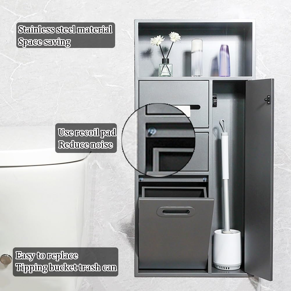 Porte-papier toilette en acier inoxydable avec couvercle rabattable – Salle de bain moderne pour un accès facile et une propreté facile