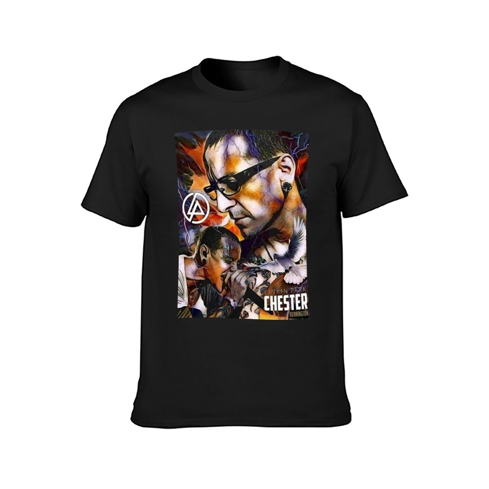 Daran Unisex Black Chester Bennington Musician Actor Vocals Linkin Park T-Shirt Printed Tee Graphic Top Men Shirt M