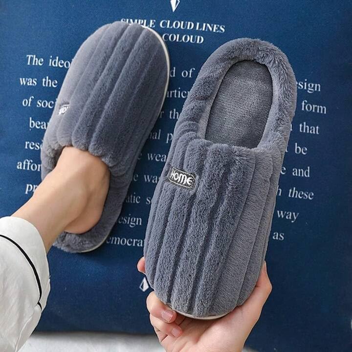 Image of Wolvesden Unisex Winter Woolen Slippers | Fluffy Indoor Slip-Ons | Size 4-8, Multicolor (1 Pair)