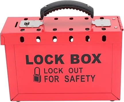 Lockout Tagout Box 12 Slots Portable Group Lock Box Group Lockout Hasp Lockout Tag for Circuit Breaker Heavy Duty Group Lockout Tagout Station