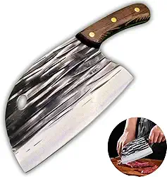 Cutelo Aço Inox Cabo em Madeira Full Tang Design Artesanal Faca Afiada para Cozinha Churrasco