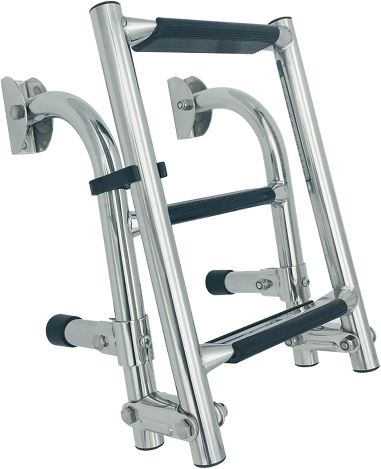 Dock Swim Step Ladder 3 Steps Pontoon Boat Ladder, Rear Entry Inboard Ladder for Marine Yacht/Swimming Pool, Heavy Duty Stainless Steel Folding Ladder