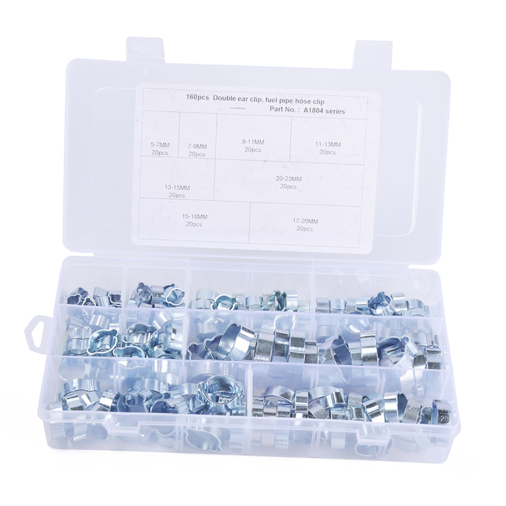 Tofficu 160 pezzi Morsetti Tubo Doppia Orecchio in Acciaio al Carbonio per Tubo Carburante Aria Acqua Misure Resistenti e Antidanneggio per Linee Silicone e Motori Small