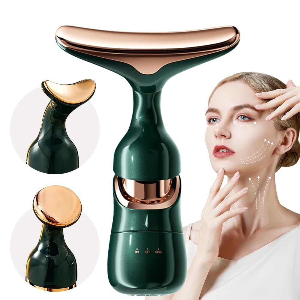 NAVESO Masajeador Facial, 3 en 1 Masajeador y Estimulador Facial, Masajeador Facial Reafirmante Antiarrugas, Masajeador Facial Electrico Antiedad, Reductor Papada Mujer para Cara, Cuello y Barbilla