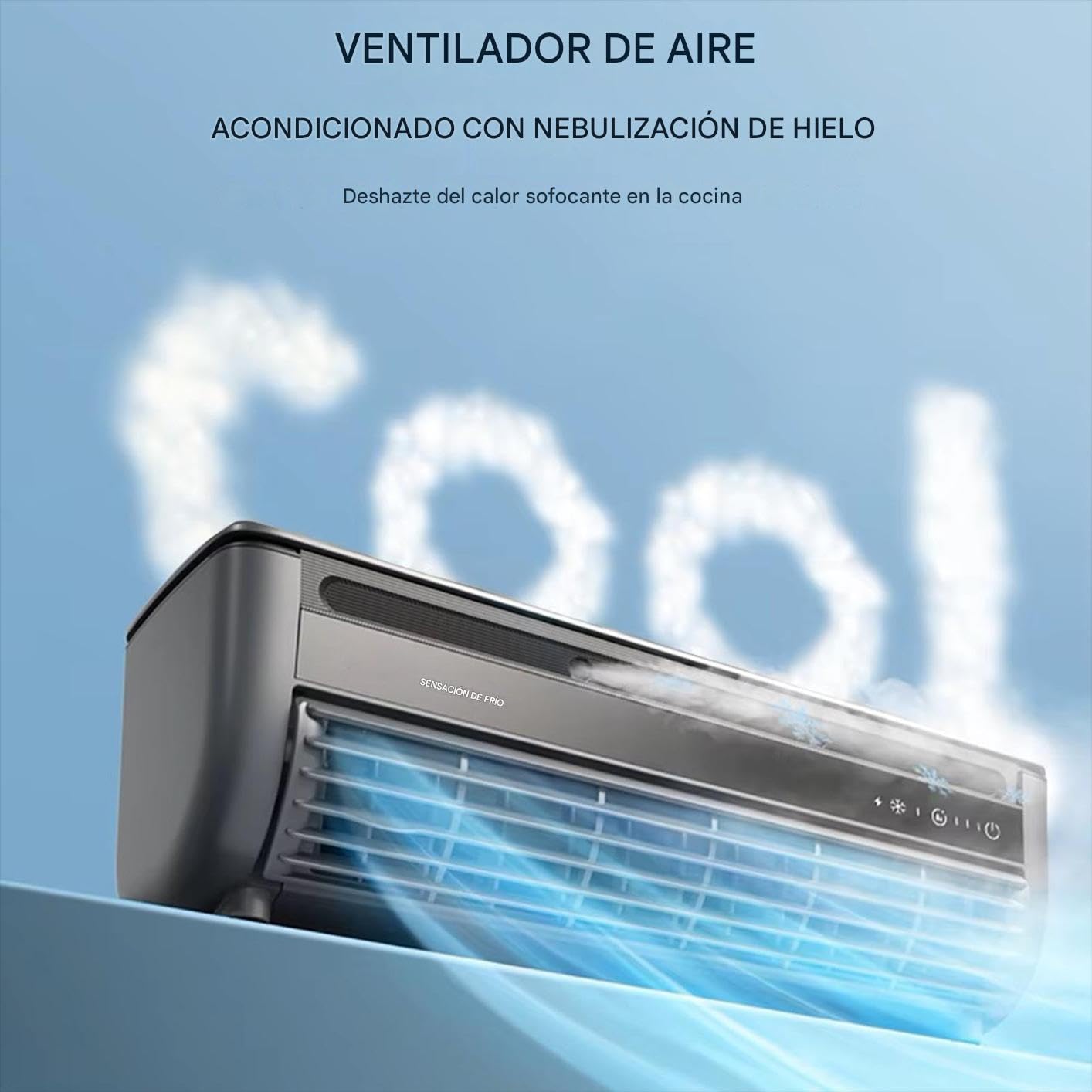 Ventilador de Aire ondicionado - Ventilador De Aire Fresco Para Dormitorio - Ventilador Portátil Con Carga Inalámbrica 3 Velocidades Para Dormitorio Cocina Gimnasio Hogar Baño
