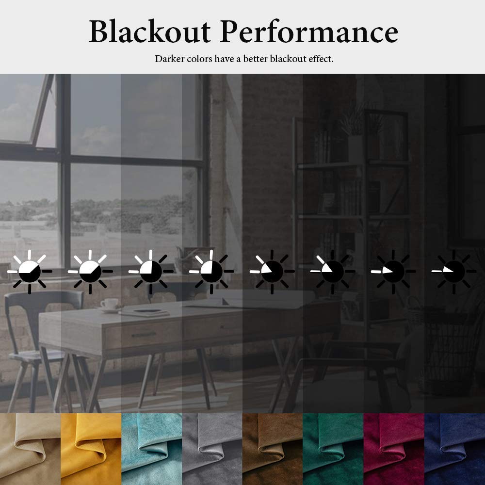 MIULEE 2 Panels Blackout Velvet Curtains Solid Soft Grommet Camel Beige Curtains Thermal Insulated Soundproof Room Darkening Curtains / Drapes / Panels for Living Room Bedroom 52 x 108 Inch
