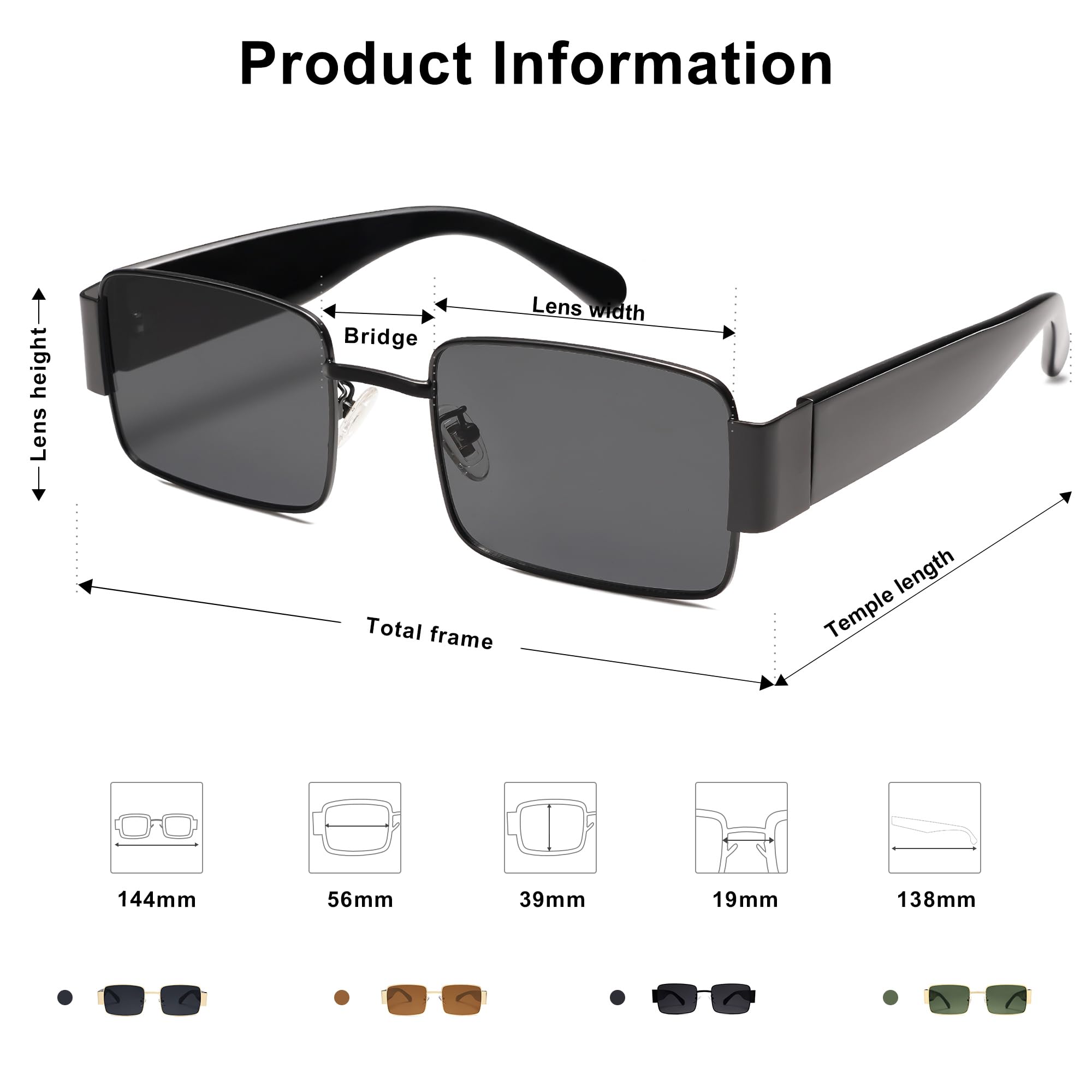 SOJOS Retro Fashion Rectangle Sunglasses Womens Mens Vintage Trendy Square Shades SJ1162