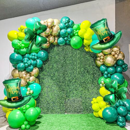 Image of St. Patrick's Day Balloons Set, 9PCS Lucky Shamrock Green Hat Mylar Foil Balloons for St Patrick's Day Birthday Baby Shower Wedding Irish Themed Party Decoration Supplies