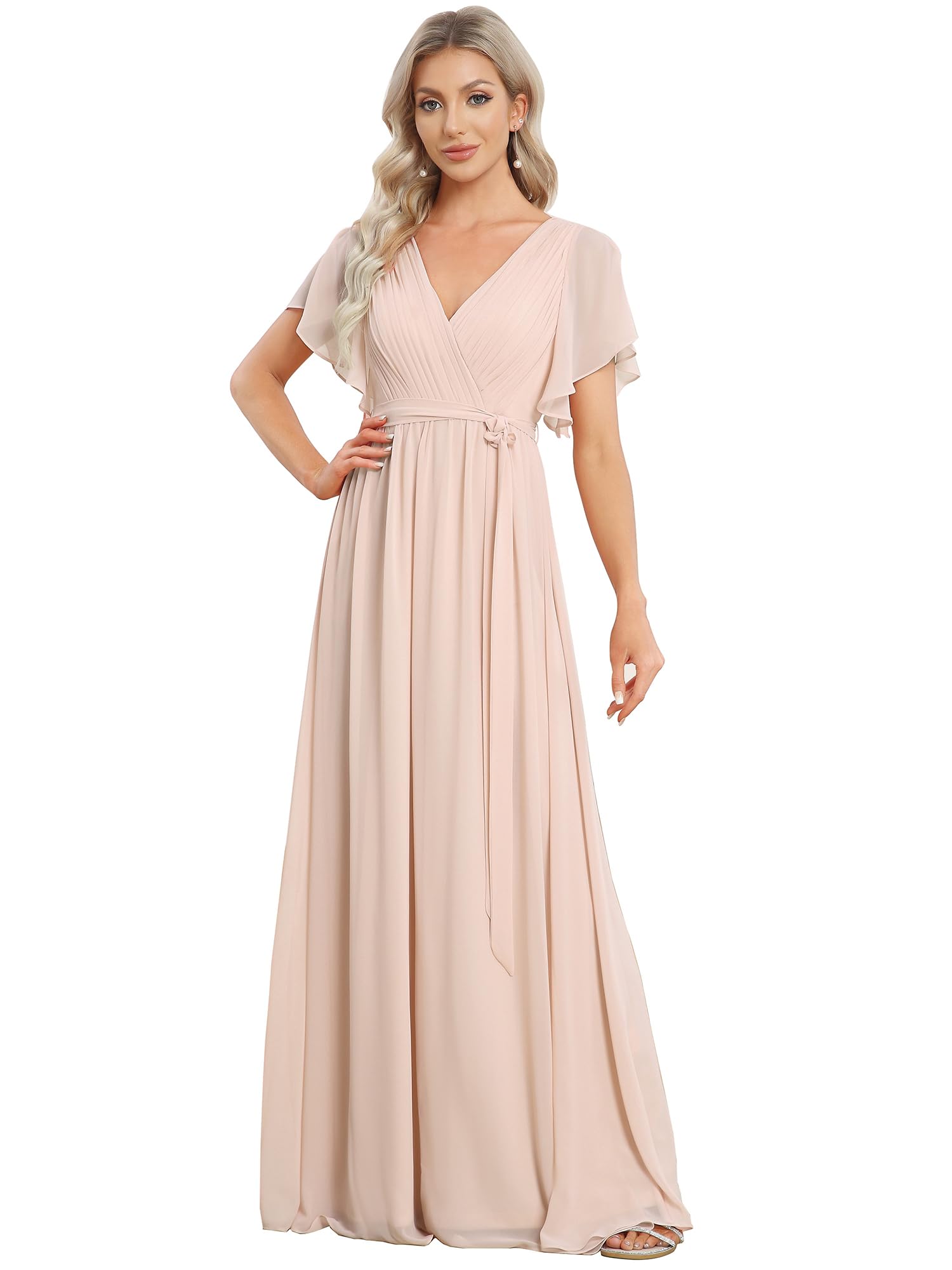 Ever-Pretty Gastjurk voor bruiloft, velours, korte mouwen, V-hals Ever-Pretty Gastjurk voor bruiloft, velours, korte mouwen, V-hals