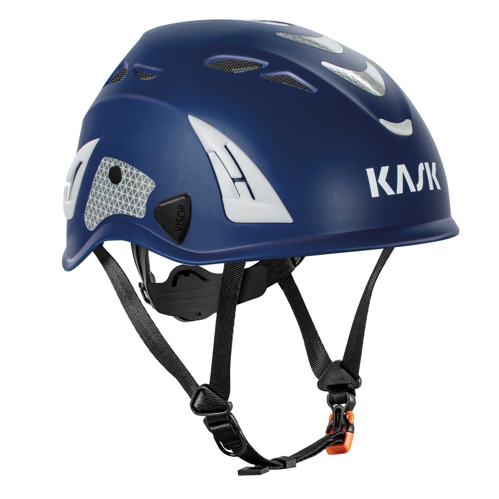 KASK Schutzhelm Superplasma HI VIZ - Arbeitsschutzhelm, Drehrad, Reflexstreifen, EN 397, Farbe:dunkelblau