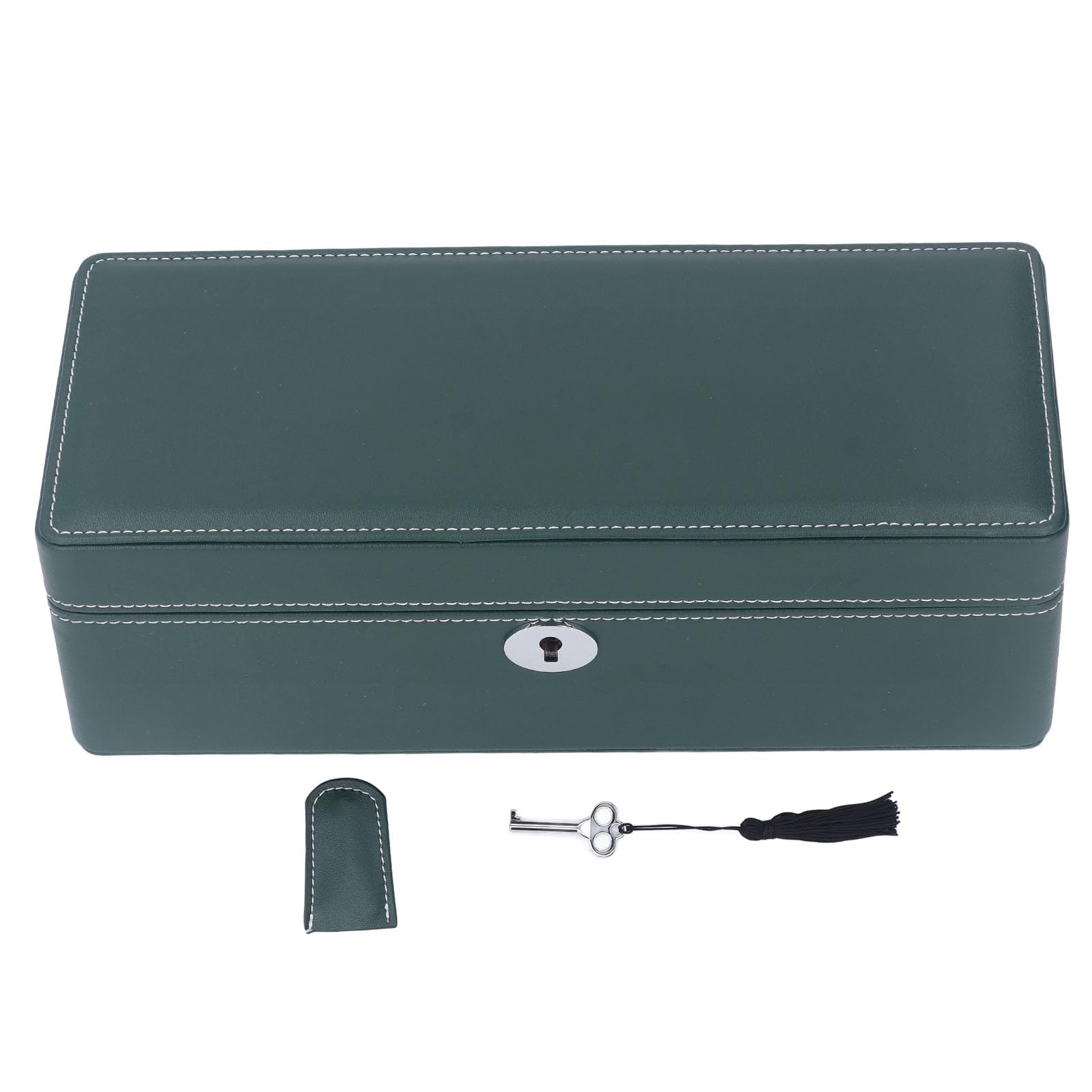 Box di Orologi a 4 Slot con Chiave in Pelle in Microfibra - Spazio di Lusso Verde per Orologi Meccanici e Display di Gioielli