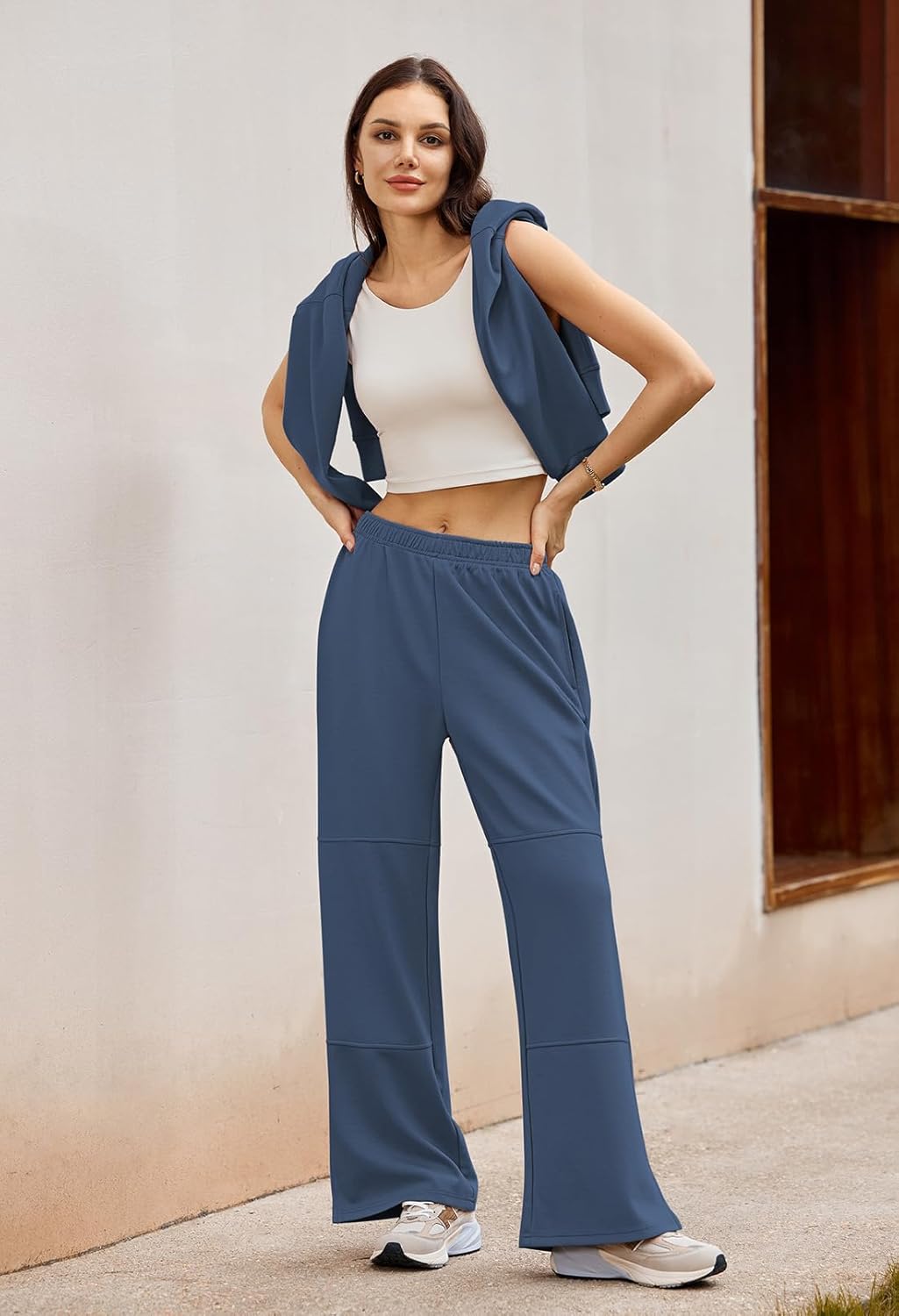 Pink Queen Women's 2 Piece Lounge Sets Half Zip Hooded Sweatshirt and Wide Leg Sweatpants Sweatsuit Tracksuit Matching Set - Image 3