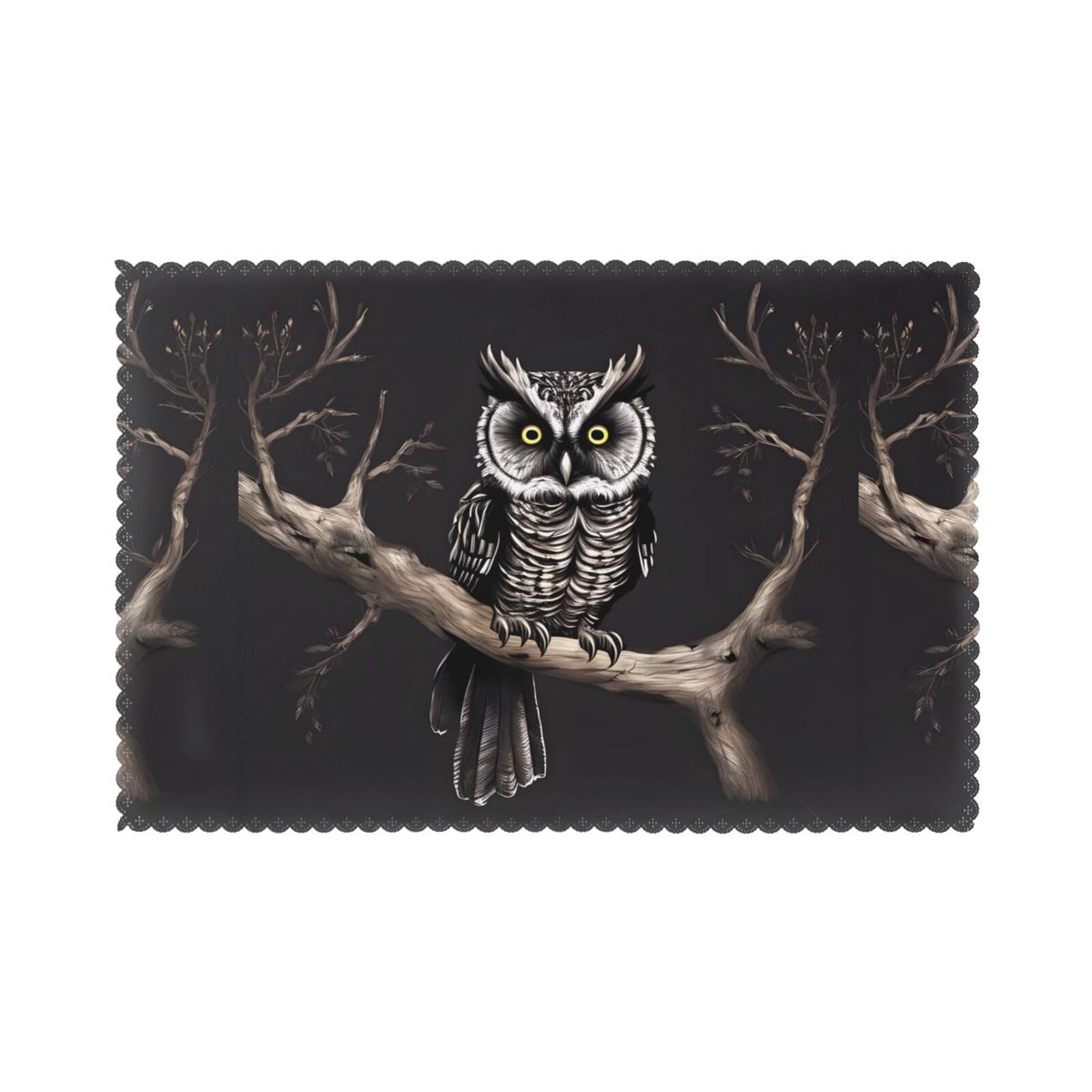 YYHWHJDE Late Night Owl Prints Placemats Set of 6 12x18in - Heavy-Duty Polyester Table Layers Built for Lasting Performance