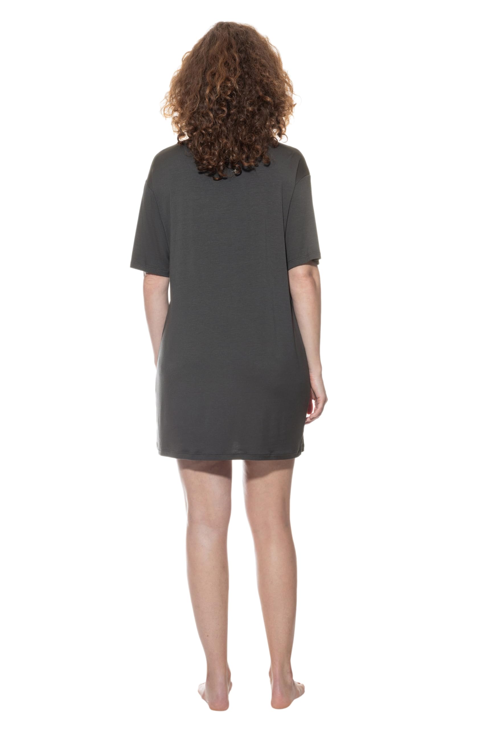 Mey Damen Nachthemd: Fließendes langes Shirt, Weiter Rundhalsausschnitt, Satin-Details, Luxuriöser Glanz, Natürliches Tragegefühl, Serie Pure Chic