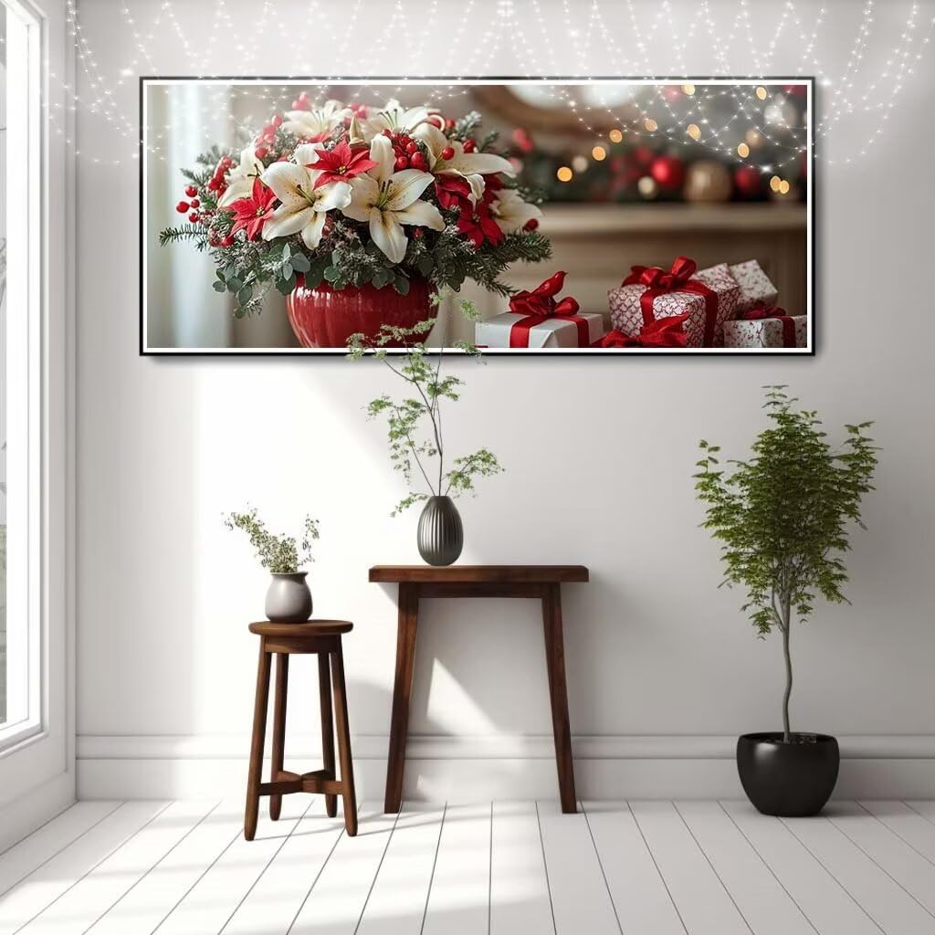 Malarstwo diamentowe 5D dla dorosłych, lilia, doniczka na kwiaty, "zrób to sam", obraz do malowania diamentami dla dzieci (80 x 160 cm), zestaw do malowania, zestaw do malowania diamentami, kryształki