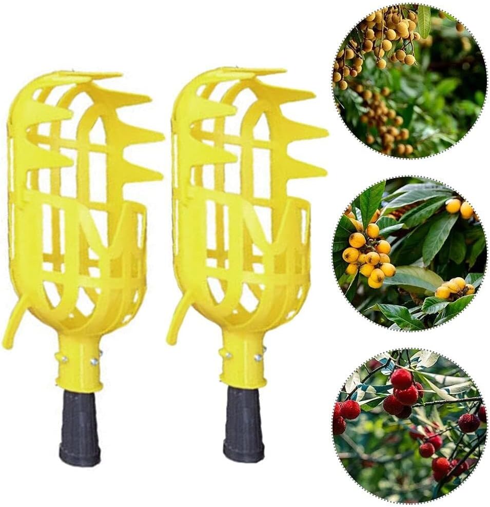 Fruit Picker Tool Set Harvesting Plastic Gardening Basket Catcher Bayberry Sturdy Tree Picker Tool Fruit Gripper For Apple,Avocado,Peach,Pear,Lemon Grabber Harvesting Cherries(Head Only)(Large)