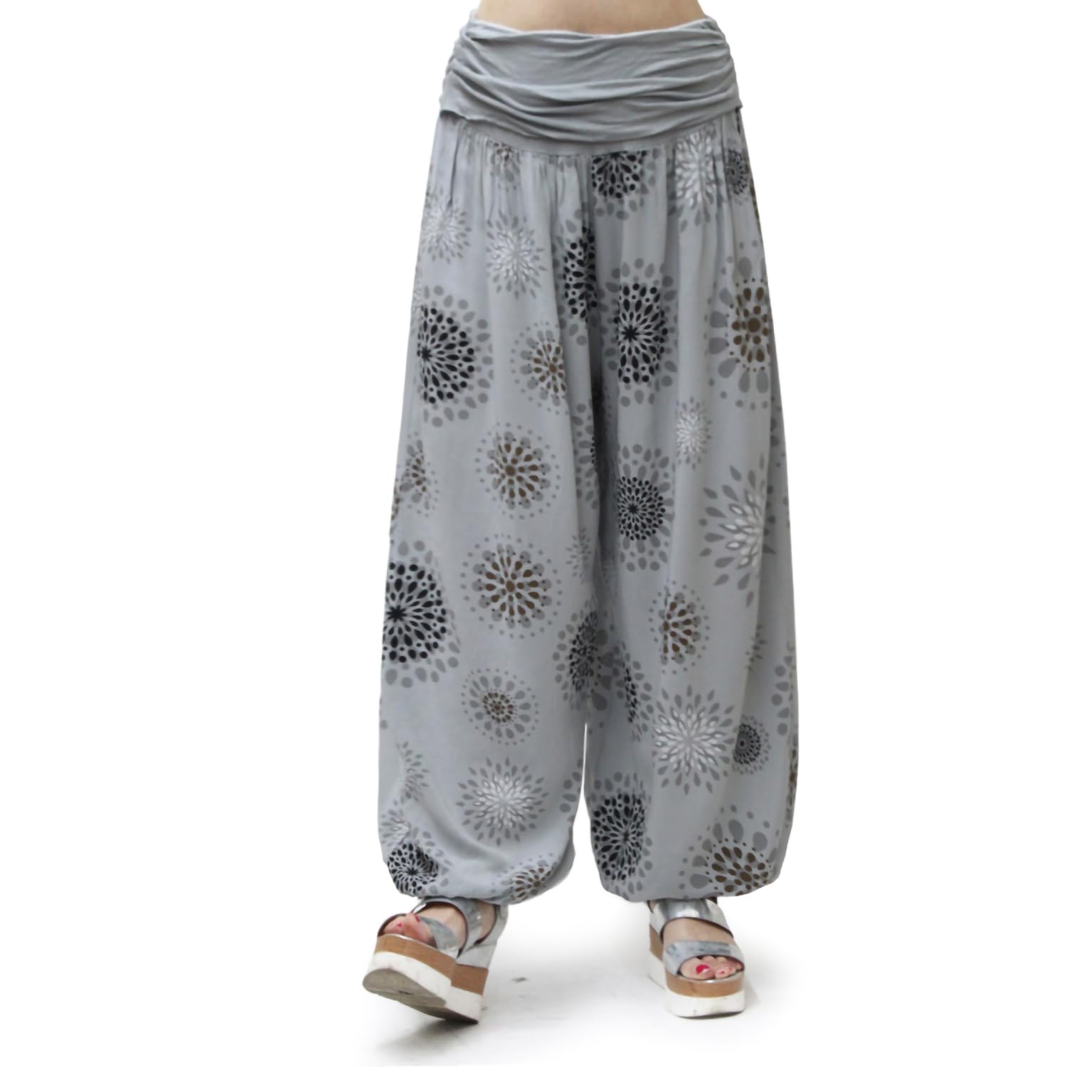 Glamexx24 Damen Haremshose leichte Pumphose Aladin-Hose Sarouelhose Yogapant Pluderhose Freizeithose Sommerhose