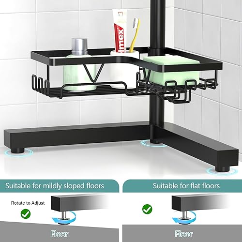 Miniatura 5 de KEGII Organizador de ducha esquinero, organizador de ducha de acero inoxidable, estante de ducha sin perforaciones, estante de ducha adhesivo