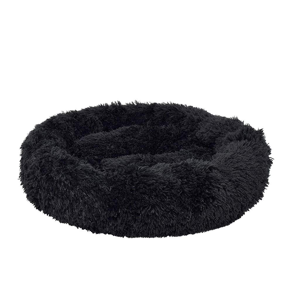 Wiliharui Warm Fluffy Extra Large Dog Beds, Washable Round Calming Fur Donut Cuddler Pet Bed for Large Extra Large Dog (L-80cm,Black) - Image 3