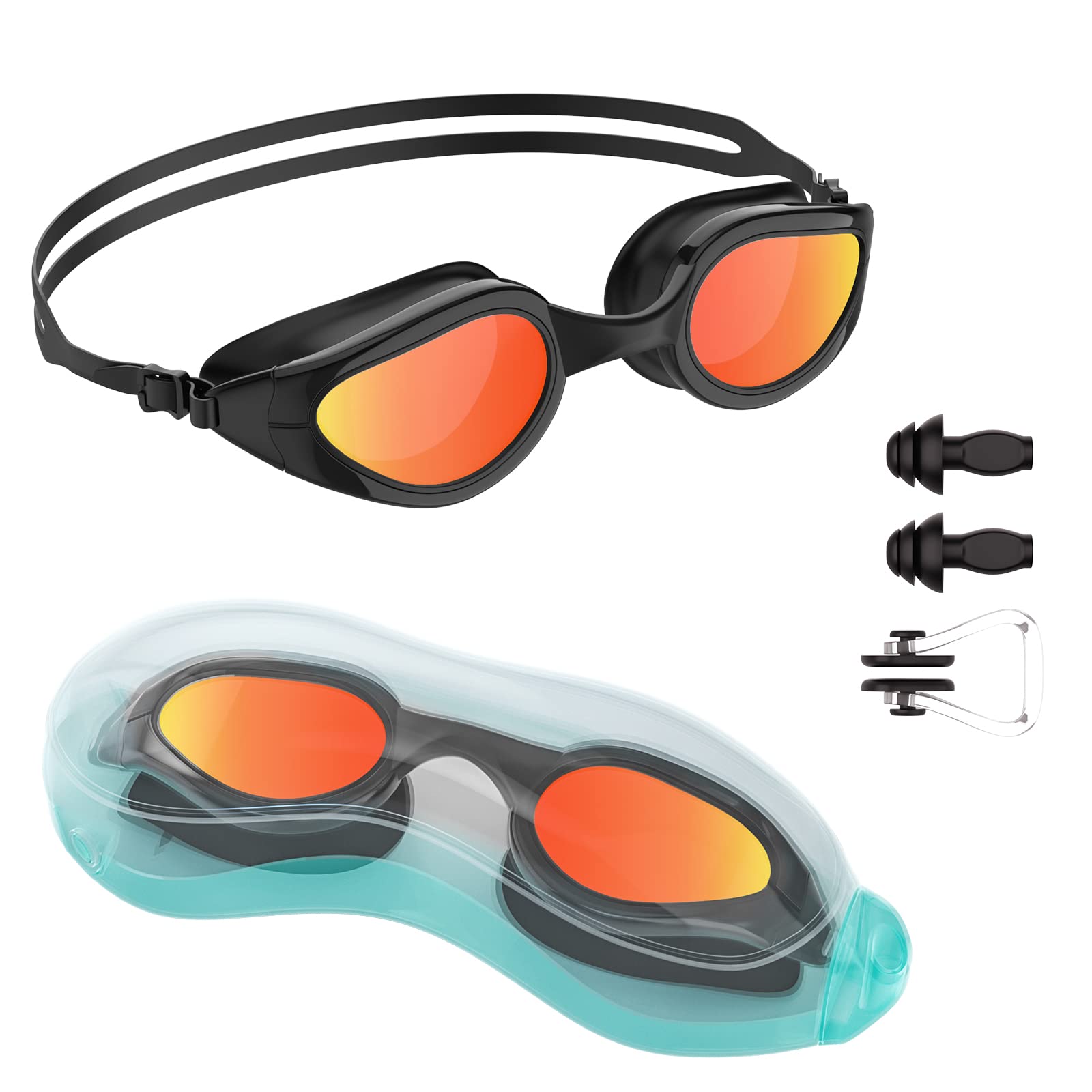 Tuocal Schwimmbrille, Anti Beschlag Kein Auslaufen UV Schutz Wasserdicht Schwimmbrille mit weichem Silikon Nasensteg für Erwachsene Damen Herren Frauen Männer Jugendliche Kinder
