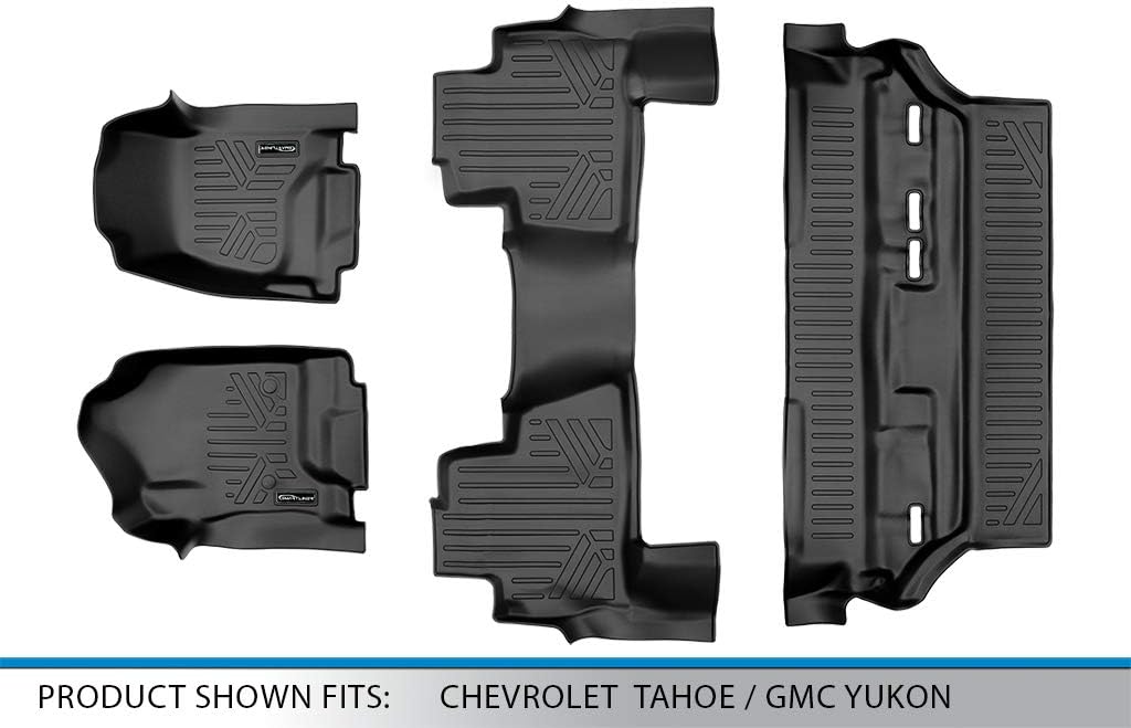 SMARTLINER All Weather Custom Fit Floor Mats 3 Row Liner Set for 2015-2020 Chevrolet Tahoe