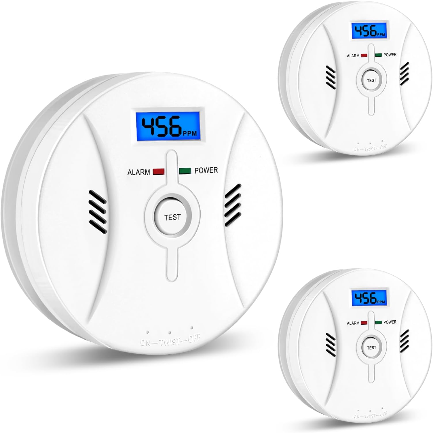 3-Pack Carbon Monoxide Detectors，Smoke Detector，2 in 1 CO & Smoke Alarm，Smoke Combination CO Alarm,Fire CO for Alarm for Home and Kitchen,LED Screen, CO Carbon Monoxide & Smoke Alarm,3-Pack