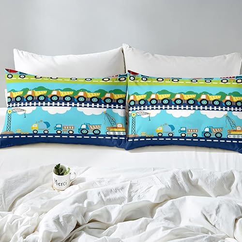 Miniatura 9 de Erosebridal Juego de edredón de vehículos de dibujos animados, edredón acolchado de avión, para niños, niños, adolescentes, camión de bomberos,