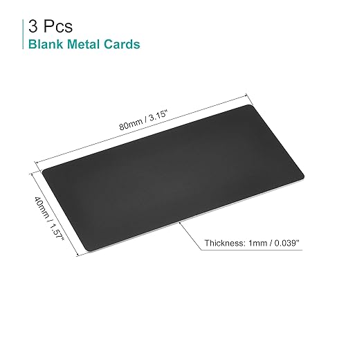 Miniatura 2 de uxcell Tarjeta de metal en blanco 3.150x1.575x0.039 in placa de aluminio anodizado negro 3 unids
