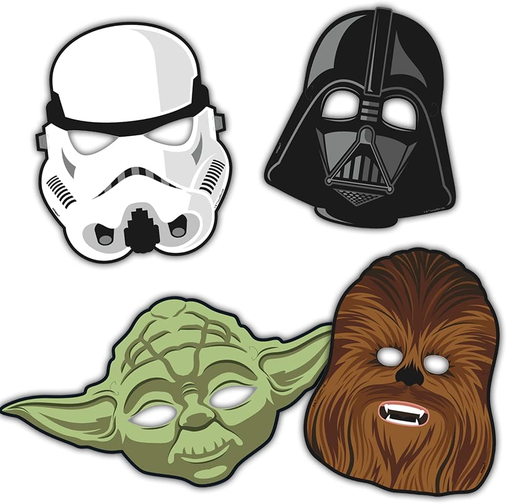 Multicolor Star Wars Classic Party Masks (8 Count) - Iconic & Eco-Friendly Material, Perfect for Epic Themed Parties & Galactic Celebrations