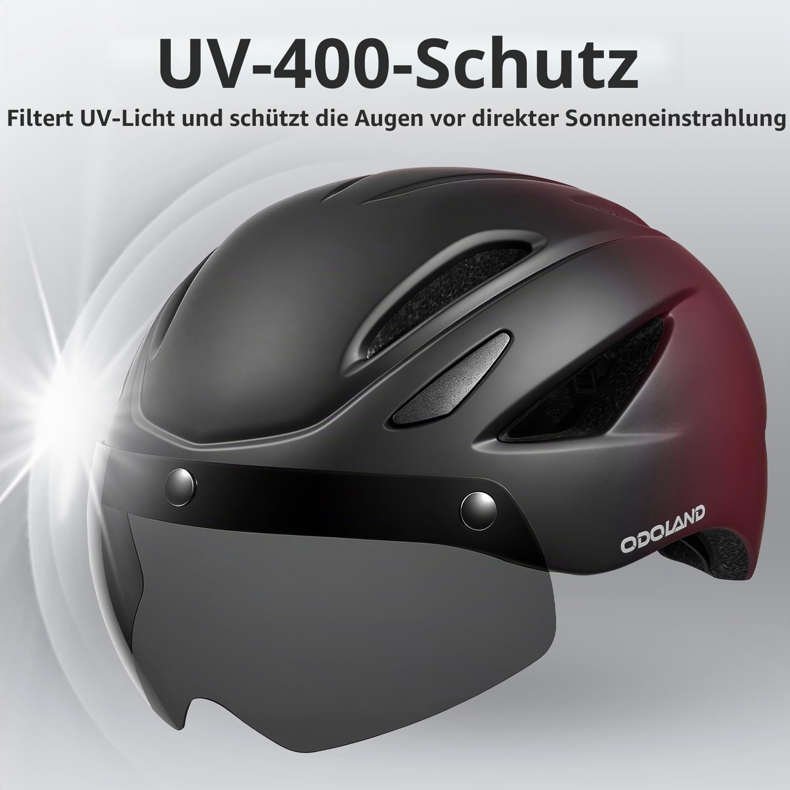 Odoland Fahrradhelm mit Magnetvisier für Erwachsene, Leichter Radhelm mit abnehmbarem Sonnenvisier Atmungsaktiv MTB Helm für Damen und Herren