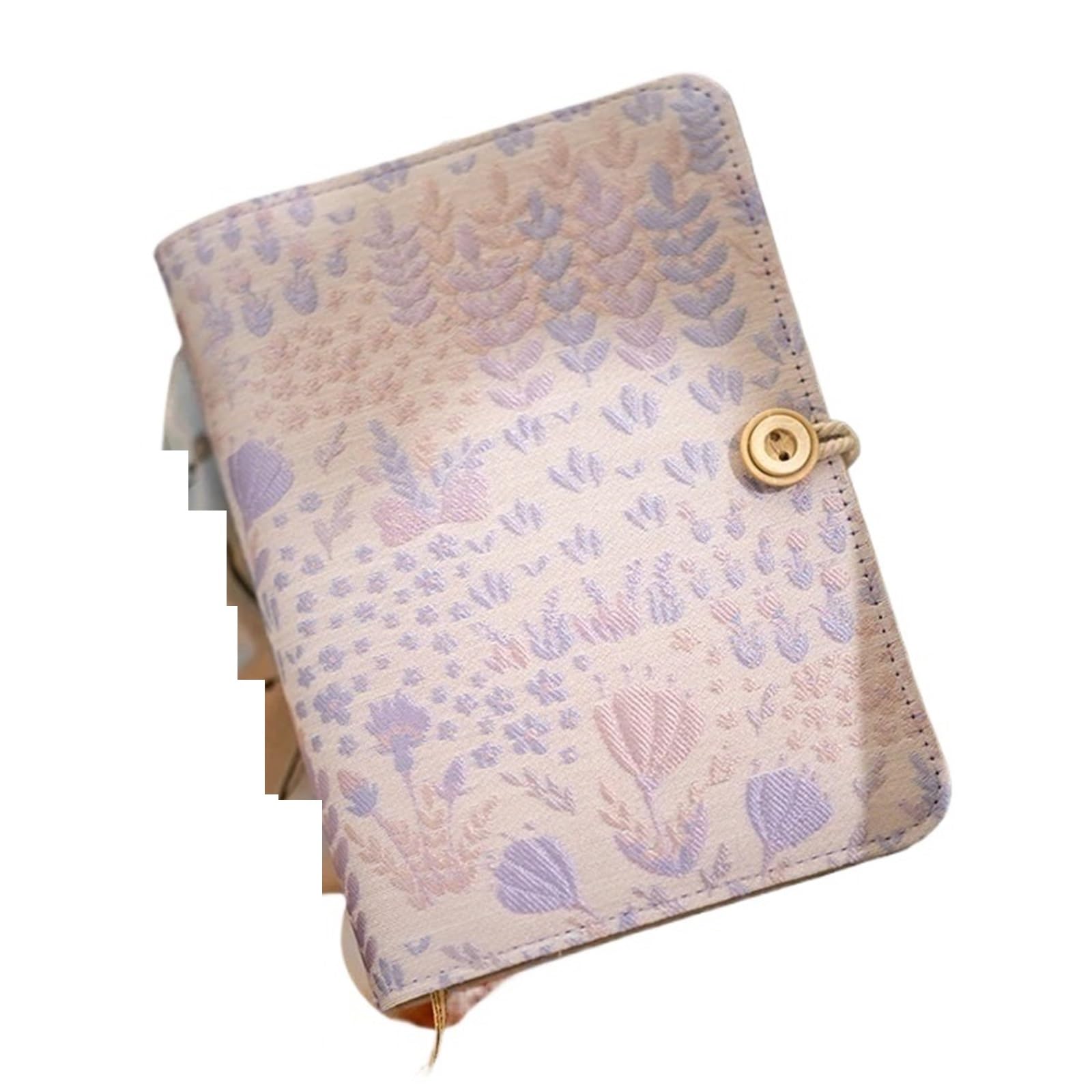 Quaderno a fogli mobili in cotone con motivo denso viola, copertina ad anelli, organizer fatto a mano da ragazze(Loose Leaf A6)