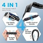 6ft Heavy‑Duty Dog Leash with Padded Handle, Shock‑Absorbing Bungee, 360° Locking Clasp & Reflective Rope – Multifunctional Leash with Built‑in Car Seat Belt Clip for Large & Medium Dogs (Sky Blue)