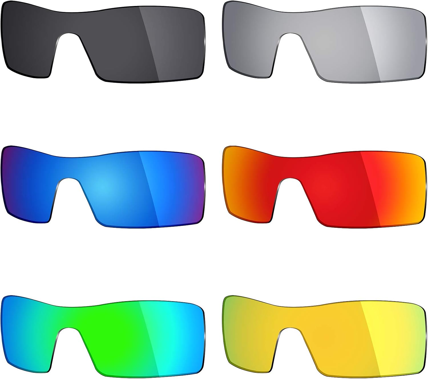 Mryok 6 Pairs Polarized Replacement Lenses for Oakley Oil Rig Sunglass - Stealth Black/Fire Red/Ice Blue/Silver Titanium/Emerald Green/24K Gold
