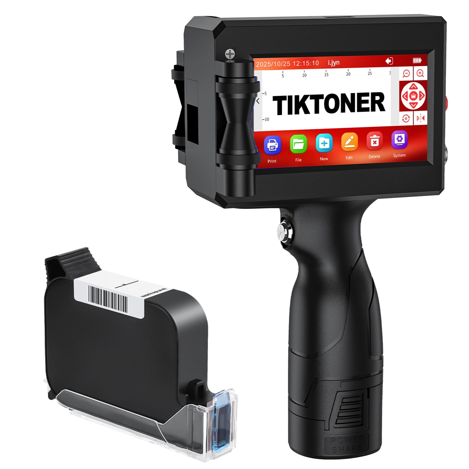TIJ2510 Impresora de Mano Portátil con Cartucho de Tinta de Secado Rápido, Altura de Impresión de 2~12,7 mm Máquina Codificación de Inyección de Tinta Mano para Texto Fecha Número de Lote