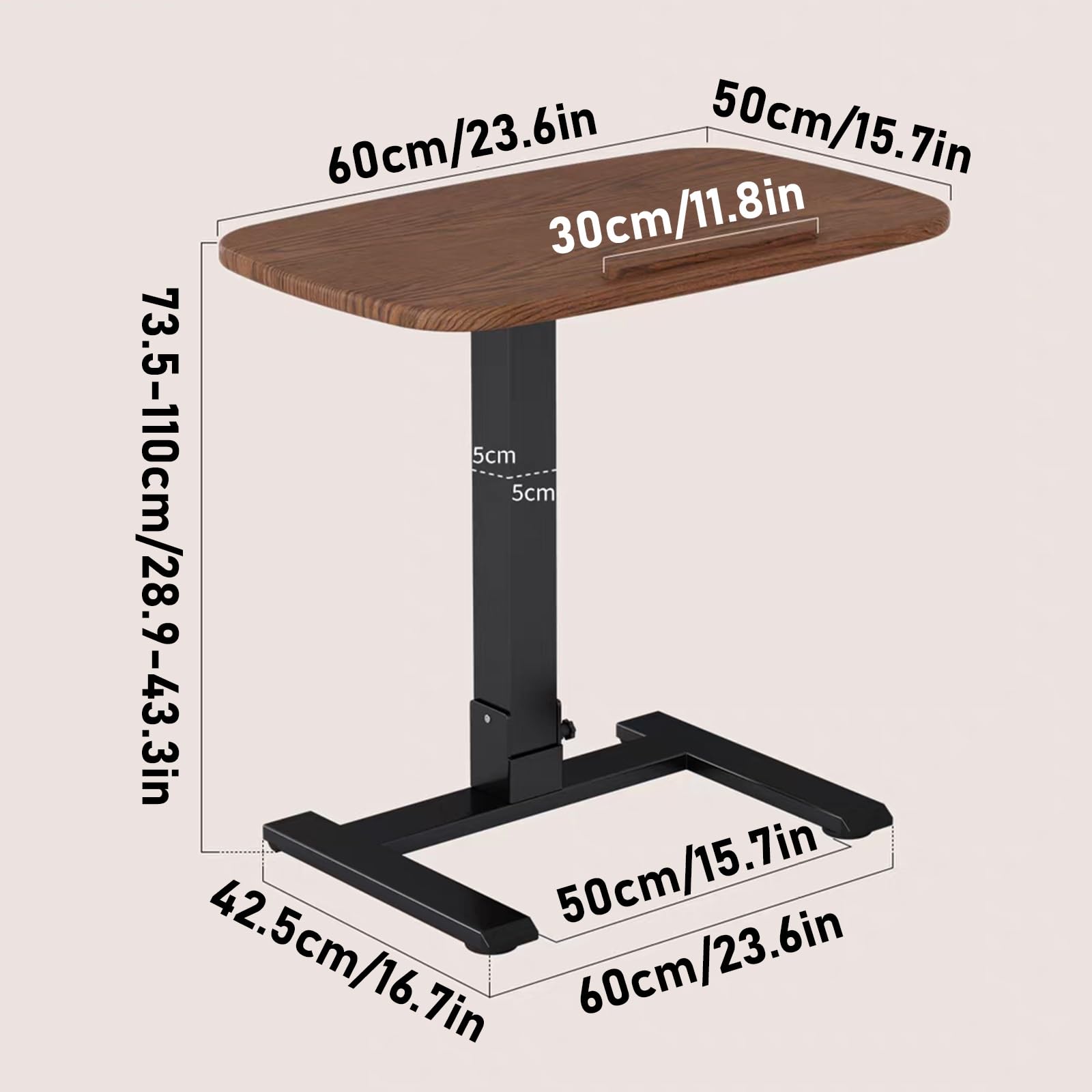 Mesa ajustable para cama con ruedas, carrito de escritorio para laptop