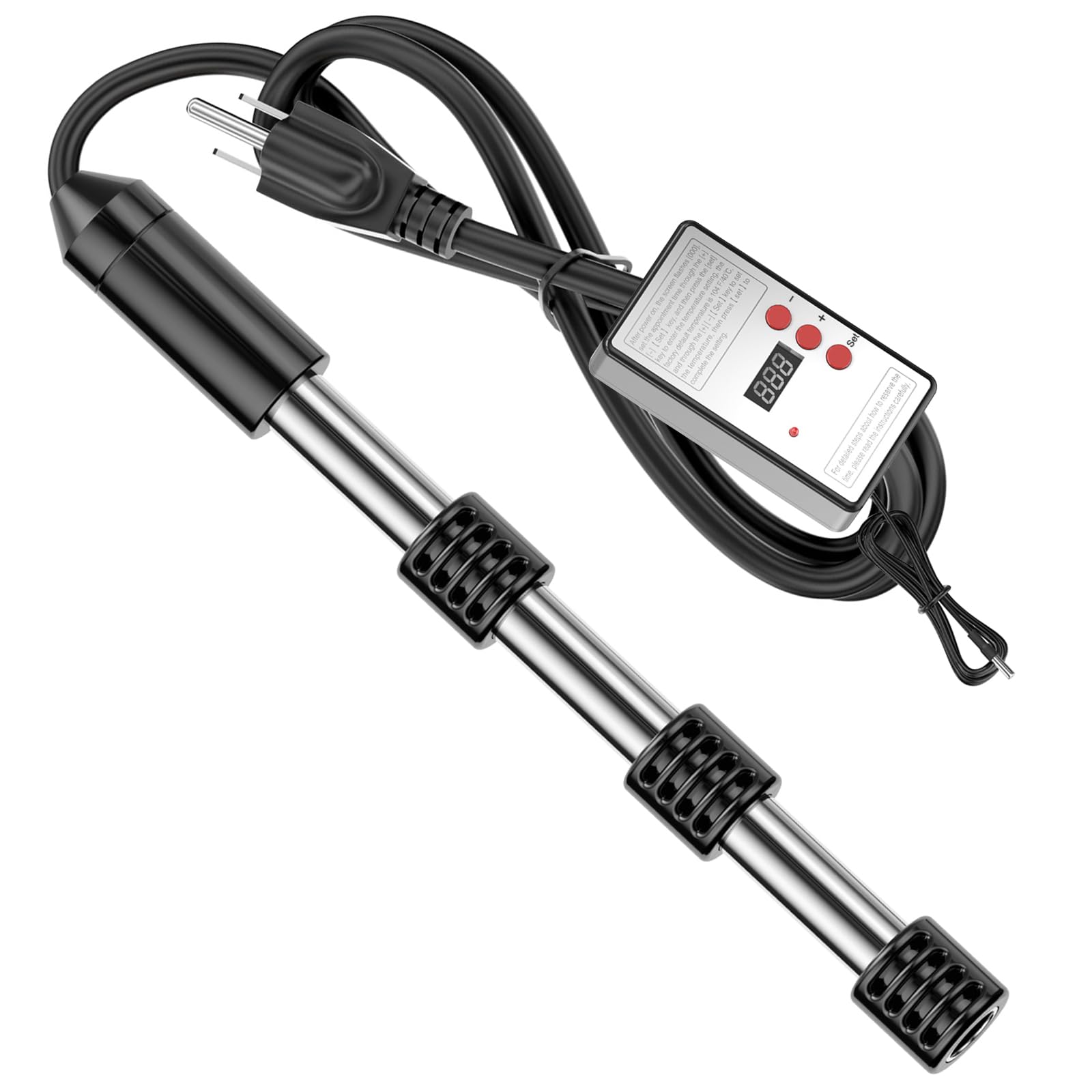 Photo 1 of 2000W Portable Immersion Water Heater with Thermostat & Delayed Start - Rapid Heating for Hot Tubs, Bathtubs, Buckets & Mini Pools - Stainless Steel Guard, Real-Time Digital Display