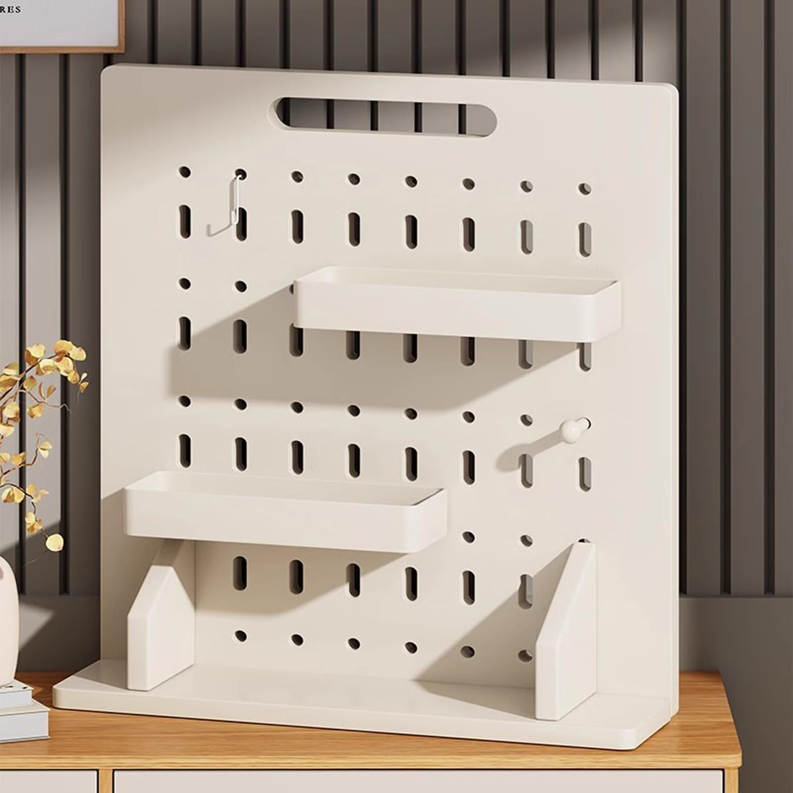 Pegboard Lochplatte Schreibtisch Regal Weiss, Pegboard für den Schreibtisch, Desktop-Organizer, Pegboard, Müheloses Organisieren von Zuhause und Büro(30 * 37cm)
